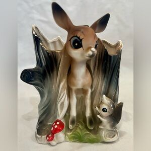 Vintage Anthropomorphic Kitsch Deer Skunk Tree Planter